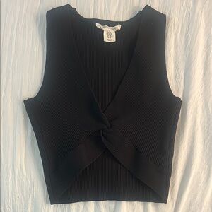 Black Sleeveless Twist-Front Top